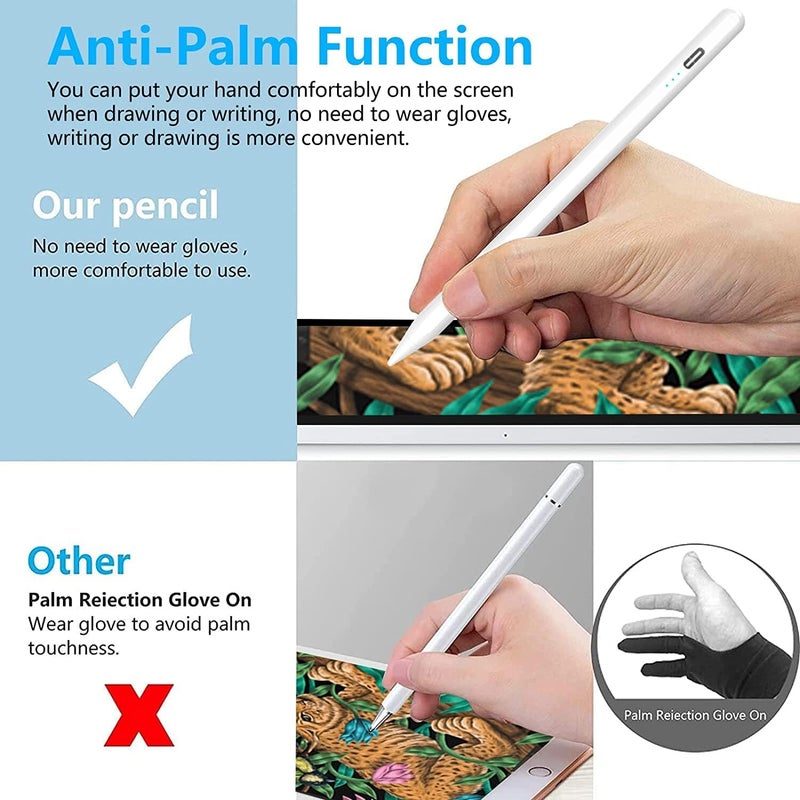 Cc Store Stylus Pen for iPad 2018-2025-15 Mins Fast Charge,Palm Rejection & Tilt Sensitive Stylus Pen for iPad A16-11/10/9/8/7/6th Gen, Air 3/4/5/M2/M3, Mini 5/6th, Pro 12.9/11/13-inch M4(White) - Image 2